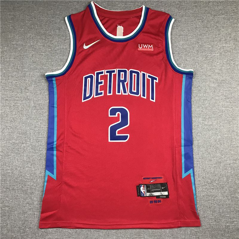 Men Detroit Pistons 2 Cunningham Red 2022 City Edition Nike NBA Jersey